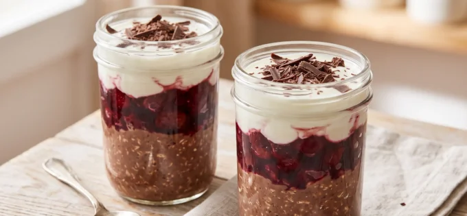 Leckere, kalorienarme Overnight Oats im Glas mit Assugrin Zuckerersatz.